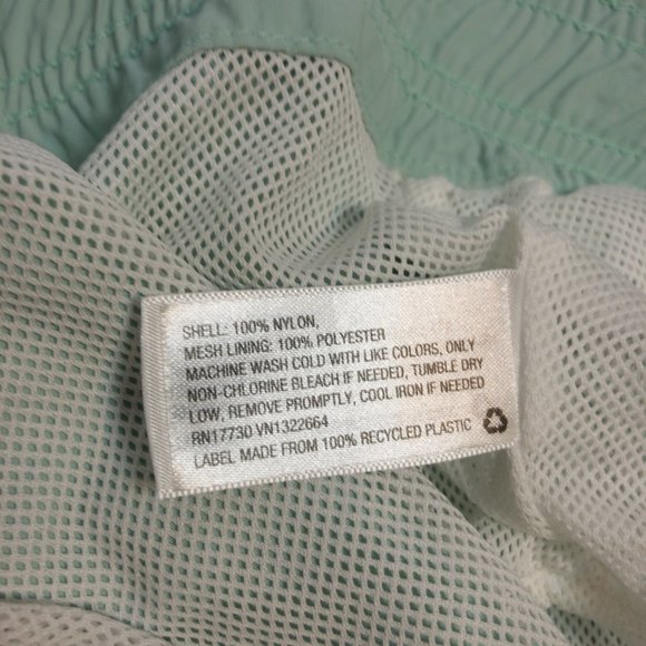 6" Solid Pale Mint Green Nylon Swim Trunks XL - Picture 6 of 7